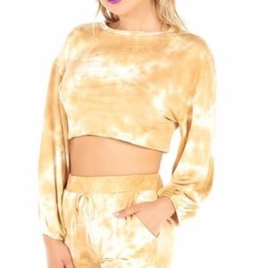 Iheartraves blue tie die slow burn crop top